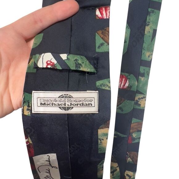 Lot Michael Jordan X Bugatchi Vintage silk Neck Tie Jordan 23 AND vtg BULLS tie - Picture 8 of 14